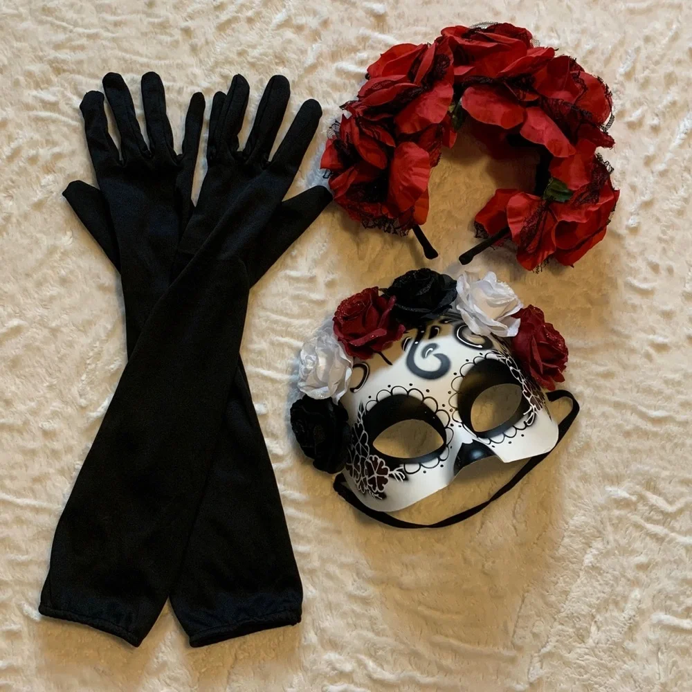 Women’s Spirit La Catrina Red and Black Costume - Picture 8 of 8